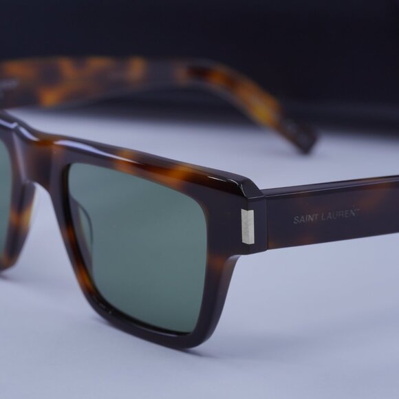 Saint Laurent SL469 002 Square Sunglasses - Havana/Green - Picture 7 of 11